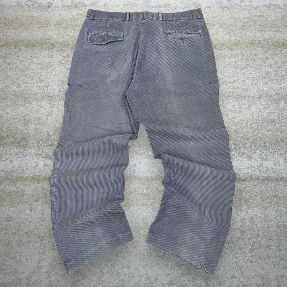 Vintage 90s Levis Corduroy Pants 36x31 Straight Smoke Grey Flat Front Trousers